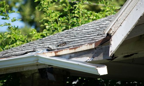 wood that is rotting around fascia boards and damaged gutter