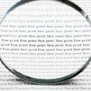  fine print under a magnifying glass